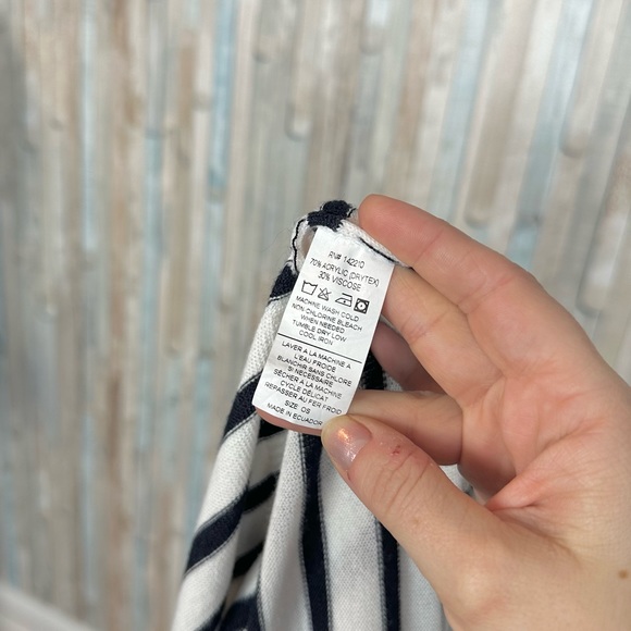 Mersea OS Navy Stripe Knit Catalina Sweater Pullover Oversize Poncho Top Coastal - Picture 8 of 12